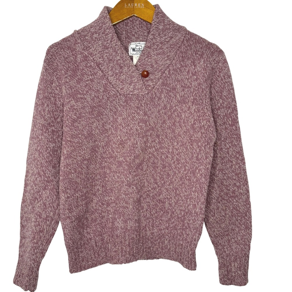 Vintage Woolrich Sweater Shawl Collar Heathered Pink Women's‎ Medium